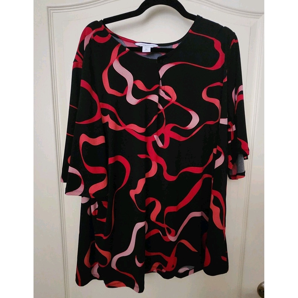 Liz Claiborne Women's Black And Red Swirl Design Size 3X